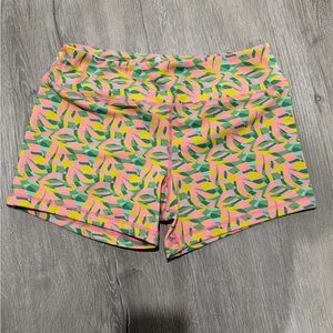 Born Primitive Women's Athletic Shorts - Pink, Green, Yellow Pattern